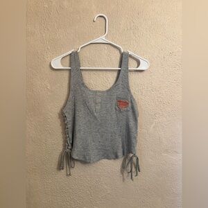 Gilded Intent Gray Crop Top with Side Ties